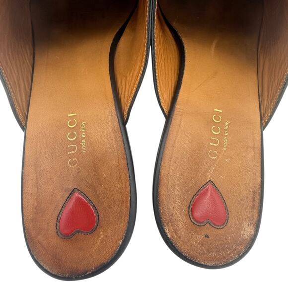 Gucci Princetown Horsebit Loafer Floral Flower Black Leather Mules EU 41 US 11 - Picture 9 of 16